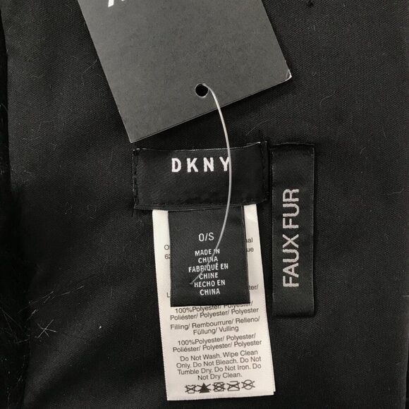Vintage Y2K DKNY Black Classy Gothic Winter Faux Fur Collar Chunky Scarf / O/S - Picture 6 of 6